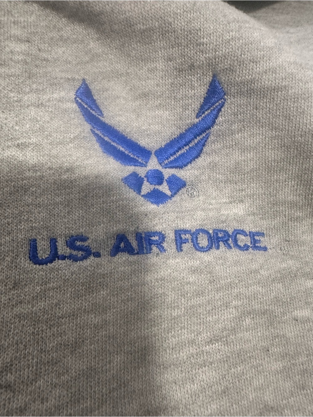 VTG 90s Delta Fleece Sz2XL US Air Force Embroidered Full Zip Heather Gray Hoodie
